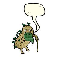 cartoon old potato with speech bubble N5