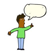 cartoon man advising caution with speech bubble N5