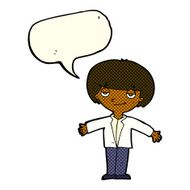 cartoon smug boy with speech bubble N5