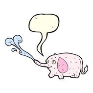 cartoon funny little elephant squirting water with speech bubble N3