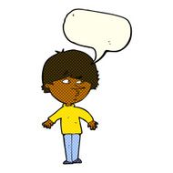cartoon suspicious man looking over shoulder with speech bubble N6