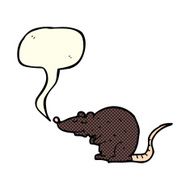 cartoon black rat with speech bubble N4