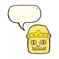 cartoon robot head with speech bubble N33