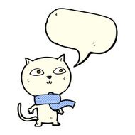 cartoon funny cat wearing scarf with speech bubble N8