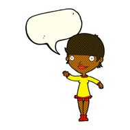 cartoon waving woman with speech bubble N83