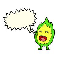 cartoon flame character with speech bubble N5