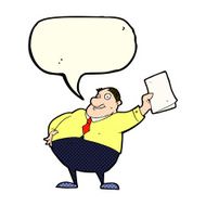 cartoon boss waving papers with speech bubble N5