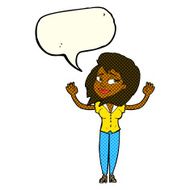 cartoon woman giving up with speech bubble N6