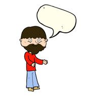 cartoon happy bearded man with speech bubble N5