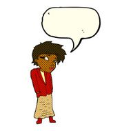cartoon woman with hands in pockets speech bubble N5
