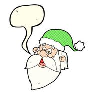 cartoon jolly santa claus face with speech bubble N5