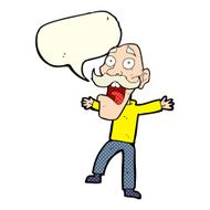 cartoon shocked old man with speech bubble N13