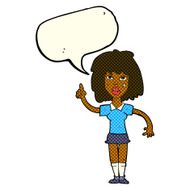 cartoon tough woman with idea speech bubble N6