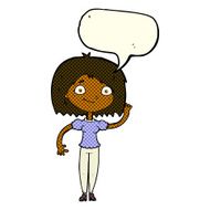 cartoon woman waving with speech bubble N168