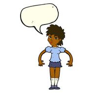 cartoon curious woman with speech bubble N30
