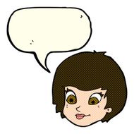 cartoon female face with speech bubble N77