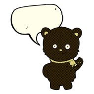 cute cartoon black bear waving with speech bubble N3