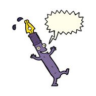 cartoon pen character with speech bubble N5