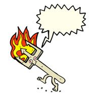 cartoon devil fork with speech bubble N5