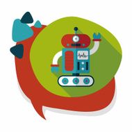 robot concept flat icon with long shadow eps10 N164
