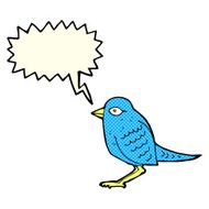 cartoon garden bird with speech bubble N21