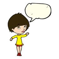 cartoon woman waving with speech bubble N170