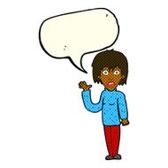 cartoon shocked woman waving hand with speech bubble N6