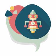 robot concept flat icon with long shadow eps10 N165