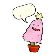 cartoon dancing christmas tree with speech bubble N12