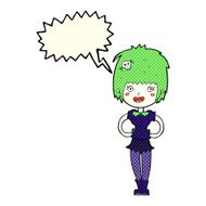 cartoon happy vampire girl with speech bubble N22