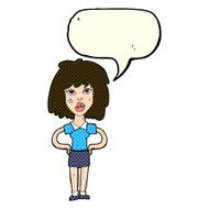 cartoon tough woman with speech bubble N5