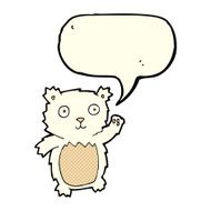 cartoon waving polar bear cub with speech bubble N23