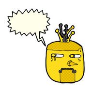 cartoon gold robot head with speech bubble N5