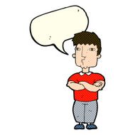 cartoon man with crossed arms speech bubble N14