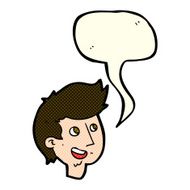 cartoon happy boy face with speech bubble N25
