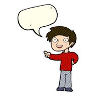 cartoon man pointing with speech bubble N97