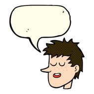 cartoon happy boy face with speech bubble N26