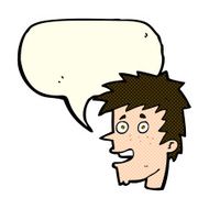 cartoon happy boy face with speech bubble N27