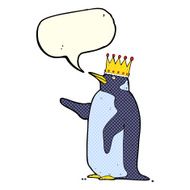 cartoon penguin wearing crown with speech bubble N3
