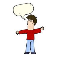 cartoon happy man with speech bubble N225