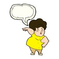 cartoon happy overweight lady with speech bubble N5