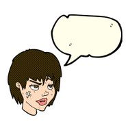 cartoon woman with plaster on face speech bubble N11