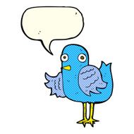 cartoon bird waving wing with speech bubble N6