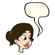 cartoon friendly woman with speech bubble N37