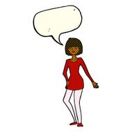 cartoon woman in dress with speech bubble N20