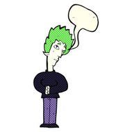 cartoon curious vampire with speech bubble N5