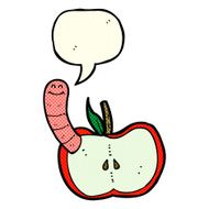 cartoon apple with worm speech bubble N24