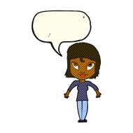 cartoon girl shrugging shoulders with speech bubble N17