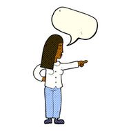 cartoon woman pointing with speech bubble N109