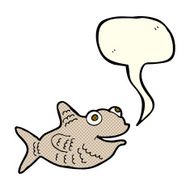 cartoon happy fish with speech bubble N11